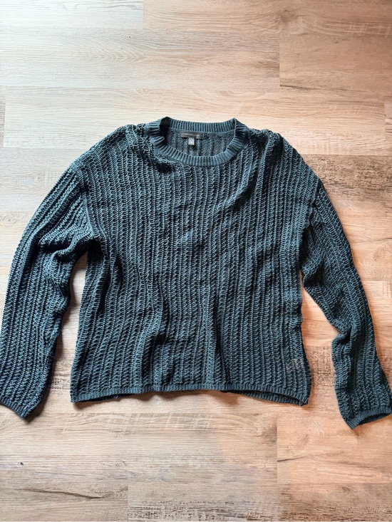 grade & gather Tops - Women's Crewneck Textured Knit Sweater - Dark Teal